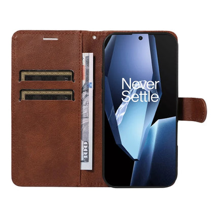 For OnePlus 13R 5G Case Solid Color Leather Mobile Cover Wallet Stand with Strap