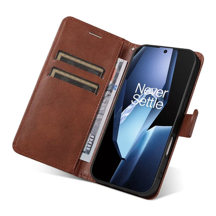 For OnePlus 13R 5G Case Solid Color Leather Mobile Cover Wallet Stand with Strap