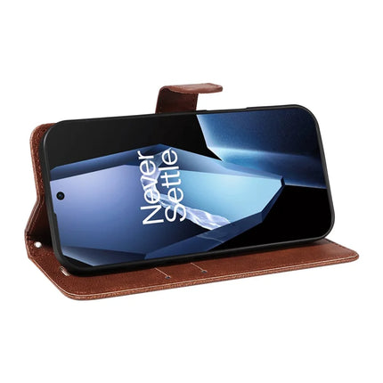 For OnePlus 13R 5G Case Solid Color Leather Mobile Cover Wallet Stand with Strap