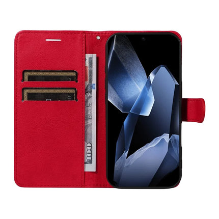 For OnePlus 13 Case Solid Color Leather Mobile Cover Wallet Stand with Strap