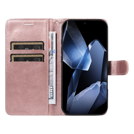 For OnePlus 13 Case Solid Color Leather Mobile Cover Wallet Stand with Strap
