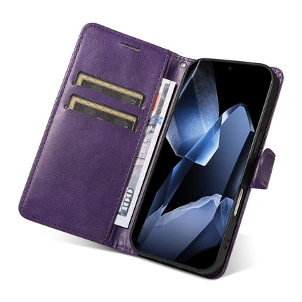 For OnePlus 13 Case Solid Color Leather Mobile Cover Wallet Stand with Strap