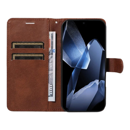 For OnePlus 13 Case Solid Color Leather Mobile Cover Wallet Stand with Strap