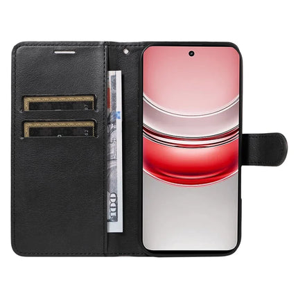 For Realme C75 Case Solid Color Leather Mobile Cover Wallet Stand with Strap