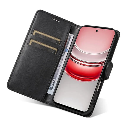 For Realme C75 Case Solid Color Leather Mobile Cover Wallet Stand with Strap
