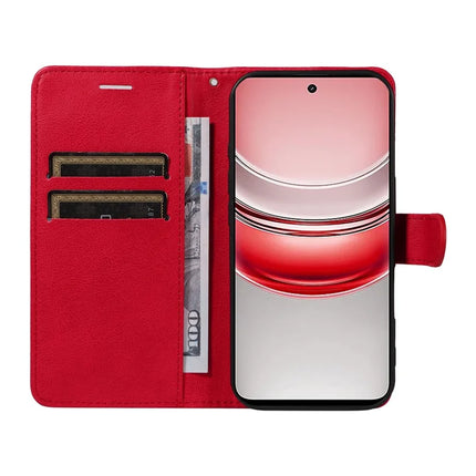 For Realme C75 Case Solid Color Leather Mobile Cover Wallet Stand with Strap
