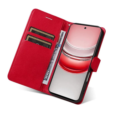 For Realme C75 Case Solid Color Leather Mobile Cover Wallet Stand with Strap