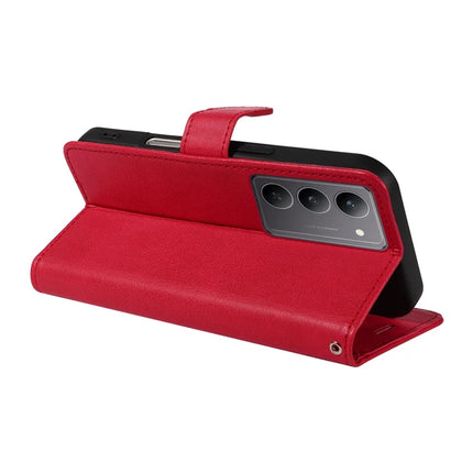 For Realme C75 Case Solid Color Leather Mobile Cover Wallet Stand with Strap