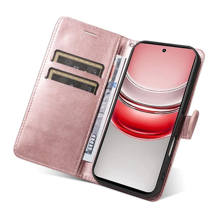 For Realme C75 Case Solid Color Leather Mobile Cover Wallet Stand with Strap