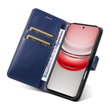 For Realme C75 Case Solid Color Leather Mobile Cover Wallet Stand with Strap