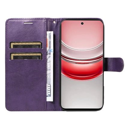 For Realme C75 Case Solid Color Leather Mobile Cover Wallet Stand with Strap