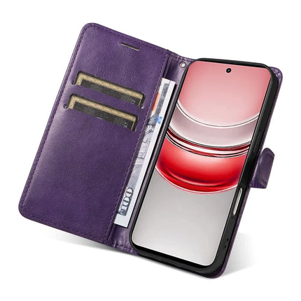 For Realme C75 Case Solid Color Leather Mobile Cover Wallet Stand with Strap