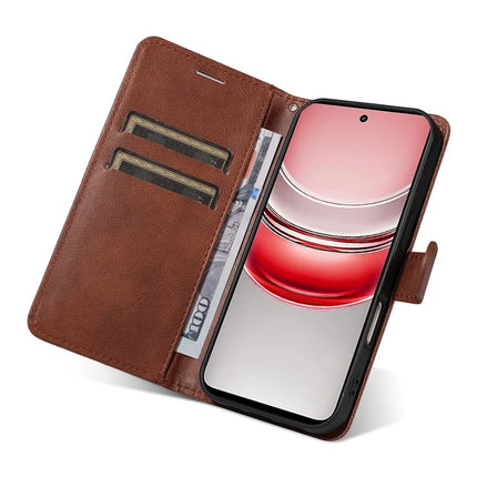 For Realme C75 Case Solid Color Leather Mobile Cover Wallet Stand with Strap
