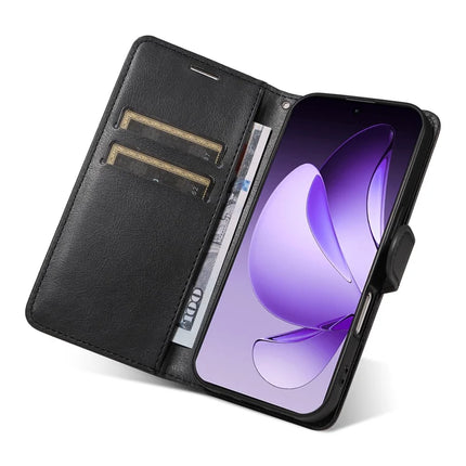 For Oppo Reno13 Pro 5G Case Solid Color Leather Mobile Cover Wallet Stand with Strap
