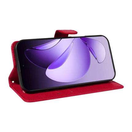 For Oppo Reno13 Pro 5G Case Solid Color Leather Mobile Cover Wallet Stand with Strap