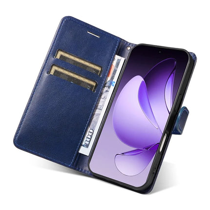For Oppo Reno13 Pro 5G Case Solid Color Leather Mobile Cover Wallet Stand with Strap