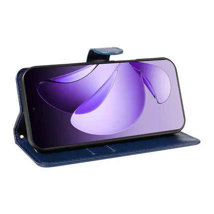 For Oppo Reno13 Pro 5G Case Solid Color Leather Mobile Cover Wallet Stand with Strap