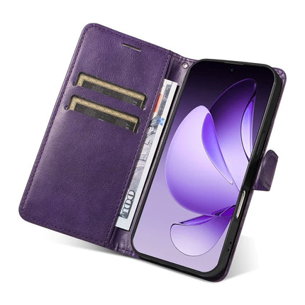 For Oppo Reno13 Pro 5G Case Solid Color Leather Mobile Cover Wallet Stand with Strap