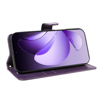For Oppo Reno13 Pro 5G Case Solid Color Leather Mobile Cover Wallet Stand with Strap