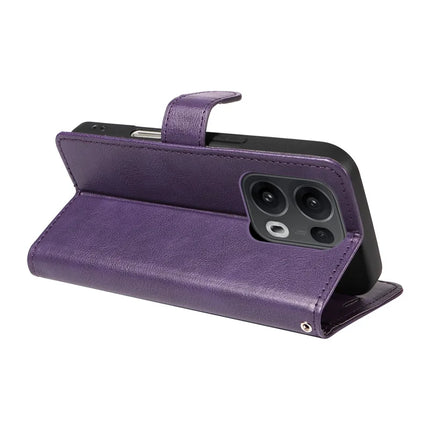 For Oppo Reno13 Pro 5G Case Solid Color Leather Mobile Cover Wallet Stand with Strap