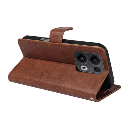 For Oppo Reno13 Pro 5G Case Solid Color Leather Mobile Cover Wallet Stand with Strap