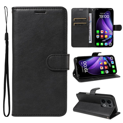 For Oppo Reno13 5G (Global) Case Solid Color Leather Mobile Cover Wallet Stand with Strap - Black