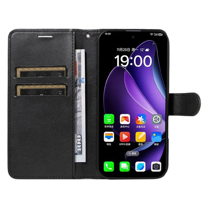 For Oppo Reno13 5G (Global) Case Solid Color Leather Mobile Cover Wallet Stand with Strap