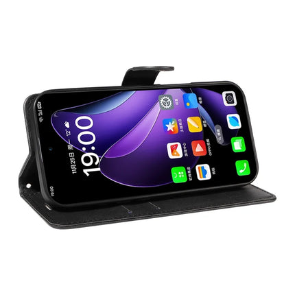 For Oppo Reno13 5G (Global) Case Solid Color Leather Mobile Cover Wallet Stand with Strap