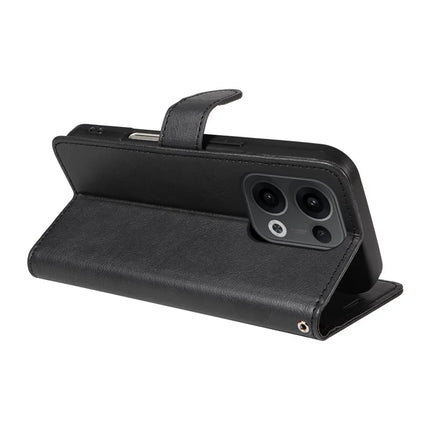 For Oppo Reno13 5G (Global) Case Solid Color Leather Mobile Cover Wallet Stand with Strap
