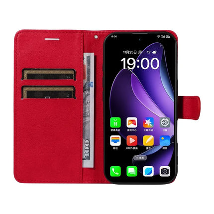 For Oppo Reno13 5G (Global) Case Solid Color Leather Mobile Cover Wallet Stand with Strap