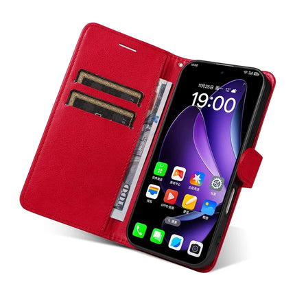 For Oppo Reno13 5G (Global) Case Solid Color Leather Mobile Cover Wallet Stand with Strap