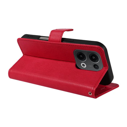 For Oppo Reno13 5G (Global) Case Solid Color Leather Mobile Cover Wallet Stand with Strap