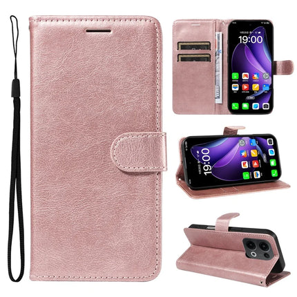 For Oppo Reno13 5G (Global) Case Solid Color Leather Mobile Cover Wallet Stand with Strap - Rose Gold