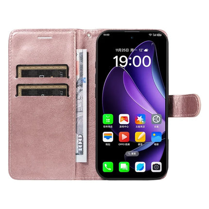 For Oppo Reno13 5G (Global) Case Solid Color Leather Mobile Cover Wallet Stand with Strap