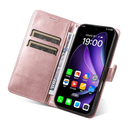 For Oppo Reno13 5G (Global) Case Solid Color Leather Mobile Cover Wallet Stand with Strap
