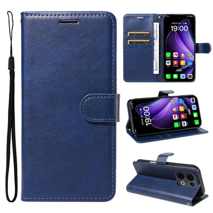 For Oppo Reno13 5G (Global) Case Solid Color Leather Mobile Cover Wallet Stand with Strap - Blue