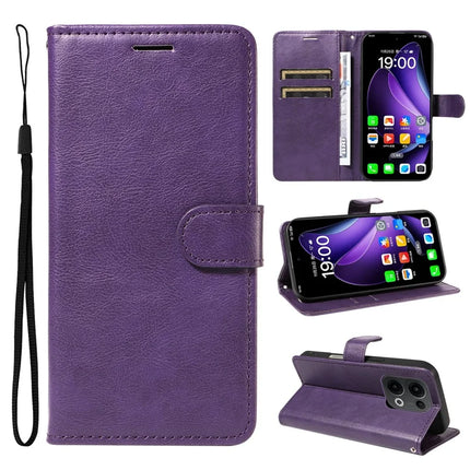 For Oppo Reno13 5G (Global) Case Solid Color Leather Mobile Cover Wallet Stand with Strap - Purple