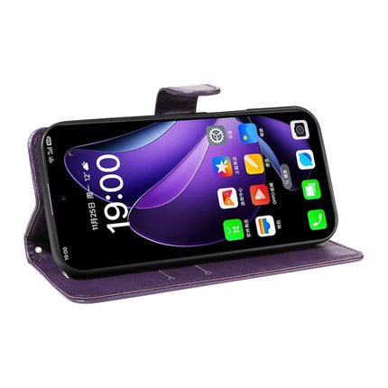 For Oppo Reno13 5G (Global) Case Solid Color Leather Mobile Cover Wallet Stand with Strap