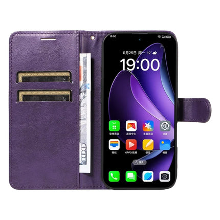For Oppo Reno13 5G (Global) Case Solid Color Leather Mobile Cover Wallet Stand with Strap