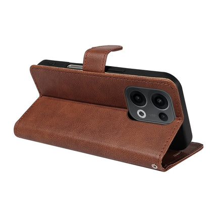 For Oppo Reno13 5G (Global) Case Solid Color Leather Mobile Cover Wallet Stand with Strap