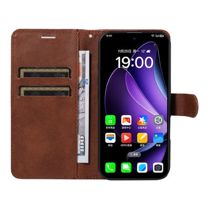 For Oppo Reno13 5G (Global) Case Solid Color Leather Mobile Cover Wallet Stand with Strap