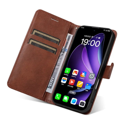 For Oppo Reno13 5G (Global) Case Solid Color Leather Mobile Cover Wallet Stand with Strap