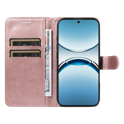 For Oppo Find X8 5G Case Solid Color Leather Mobile Cover Wallet Stand with Strap