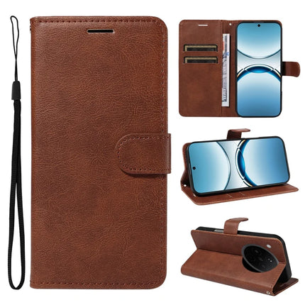 For Oppo Find X8 5G Case Solid Color Leather Mobile Cover Wallet Stand with Strap - Brown