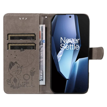 For OnePlus 13R 5G Leather Wallet Case Cat Bee Pattern Phone Cover Stand