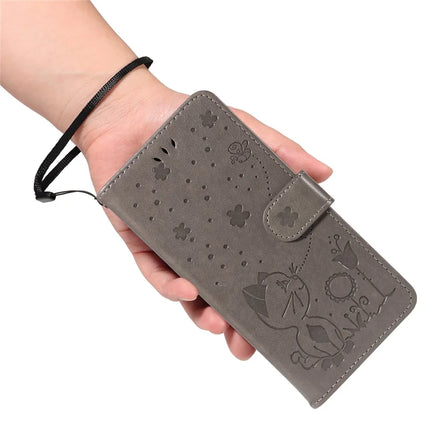 For OnePlus 13R 5G Leather Wallet Case Cat Bee Pattern Phone Cover Stand