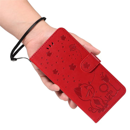 For OnePlus 13R 5G Leather Wallet Case Cat Bee Pattern Phone Cover Stand