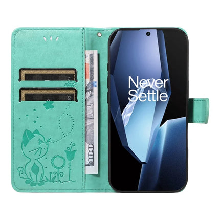 For OnePlus 13R 5G Leather Wallet Case Cat Bee Pattern Phone Cover Stand