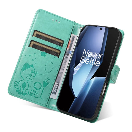 For OnePlus 13R 5G Leather Wallet Case Cat Bee Pattern Phone Cover Stand