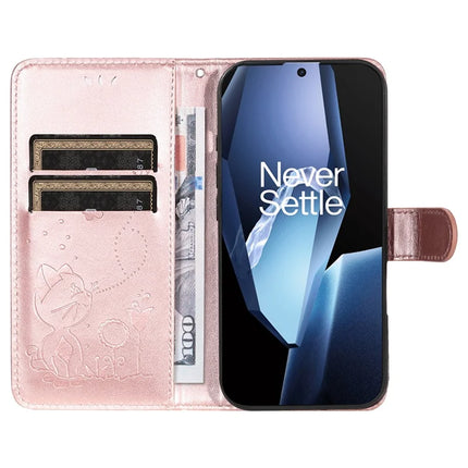 For OnePlus 13R 5G Leather Wallet Case Cat Bee Pattern Phone Cover Stand